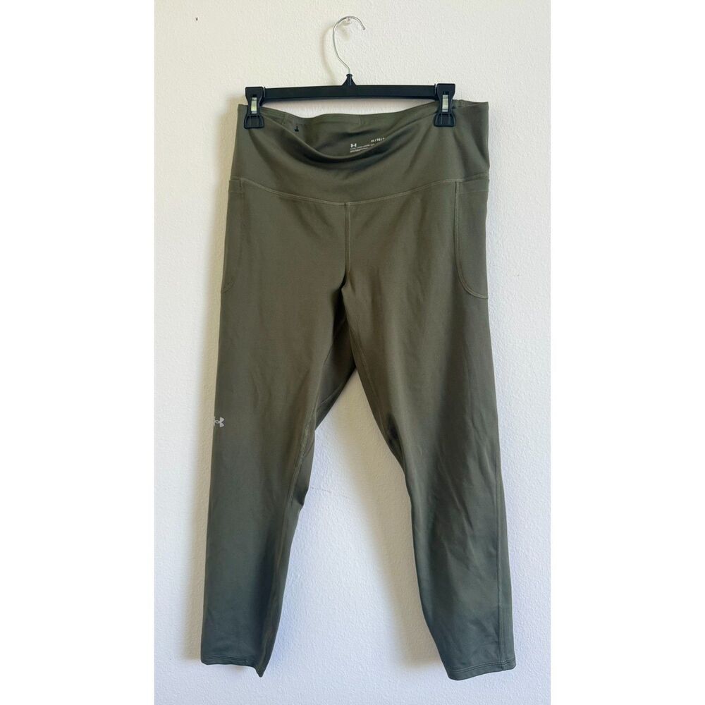 Under Armour Womens Leggings XL Olive Green Fitted Side Pocket Athletic Pants
